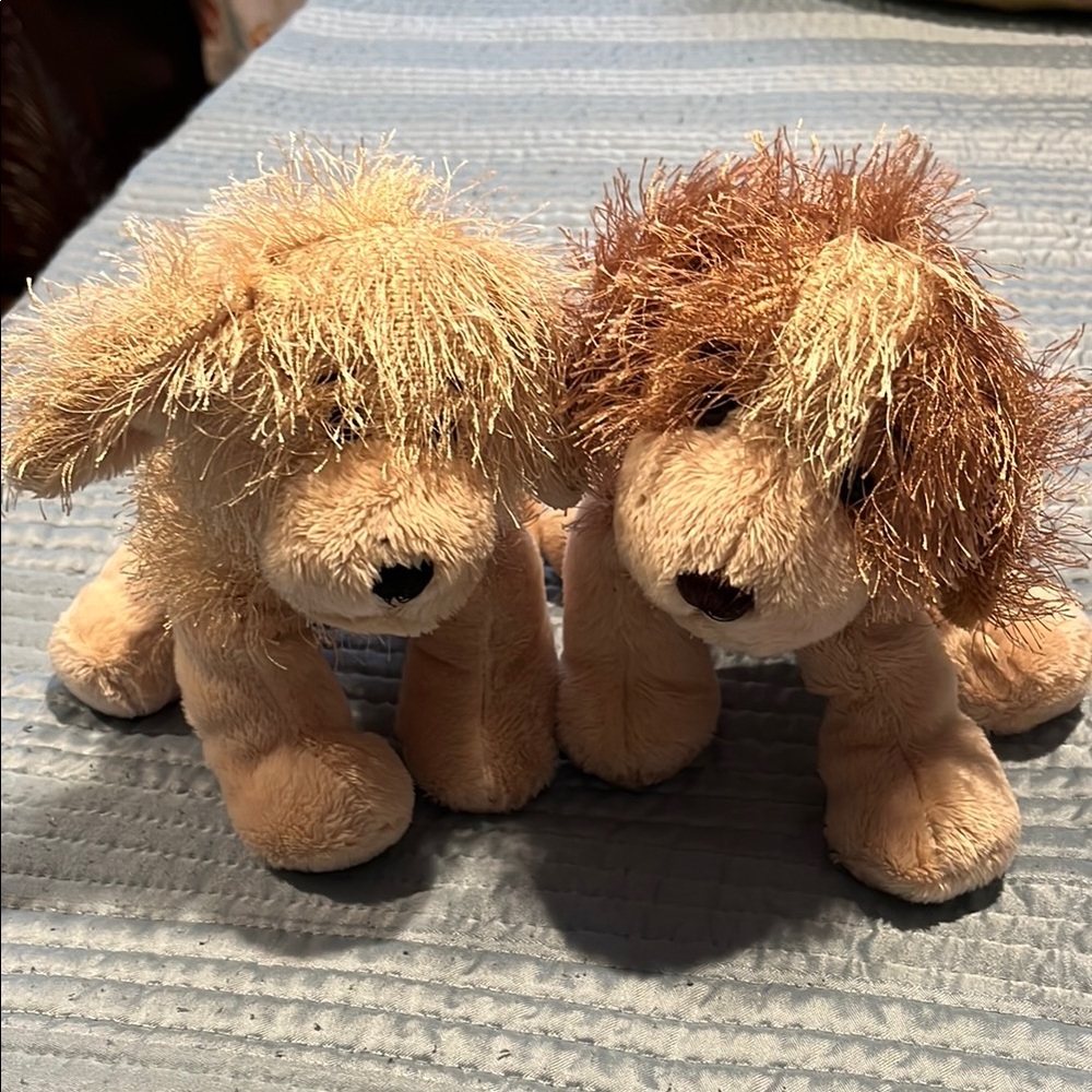 GANZ Tan and Brown Plush Dog Toys with Fluffy Fur